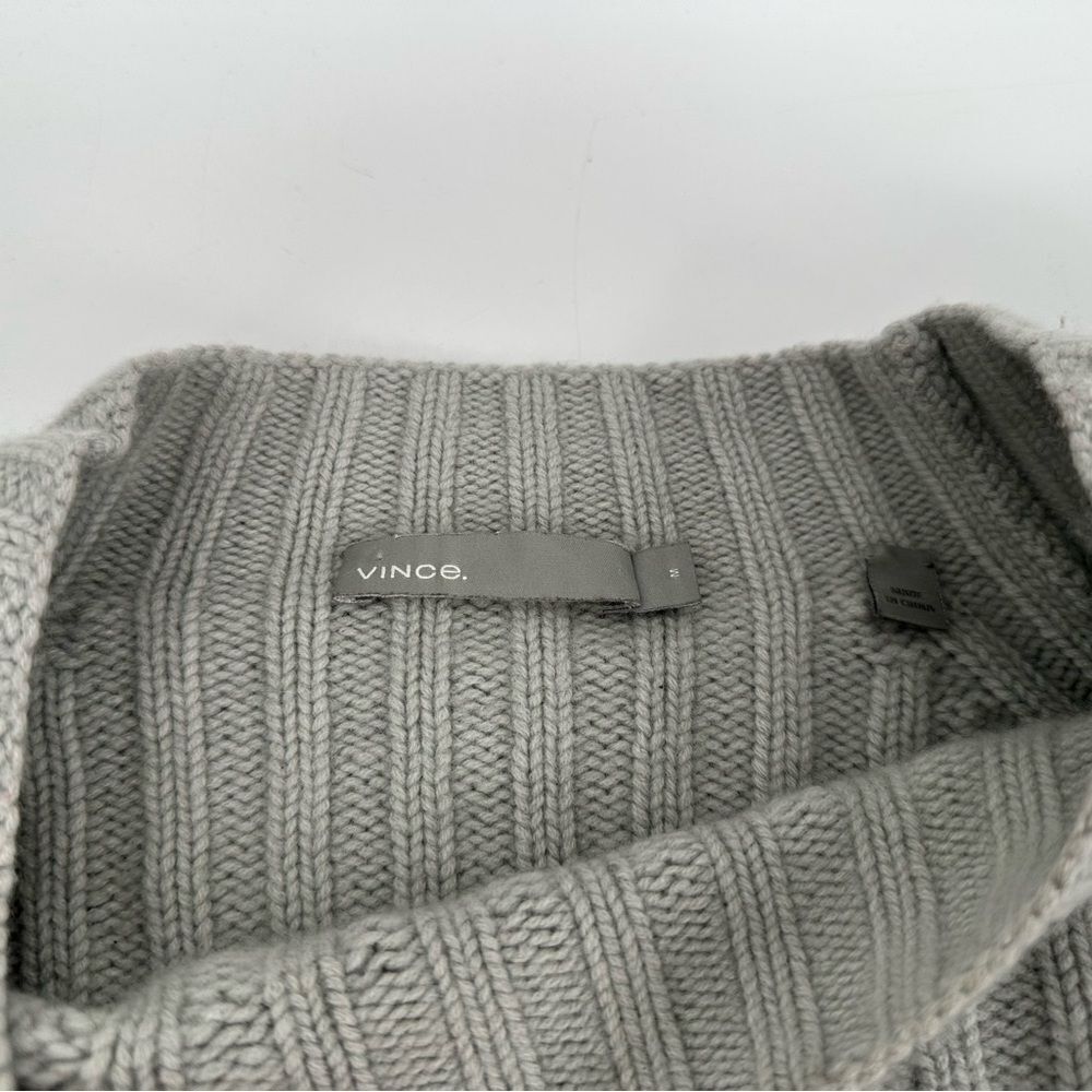 Vince Raglan Ribbed Wool And Cashmere Crew Grey Sweater - Picture 6 of 11